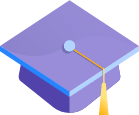 Illustrated purple graduation cap with a yellow tastle